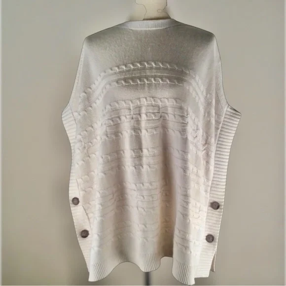 Banana Republic Women’s Size XS/Small Cable Knit Sweater Poncho Cream Beige EUC - Picture 3 of 11